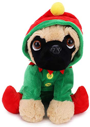 Toyland® Kuscheliger Mops, Plüschtier, 23 cm, Weihnachtsmotiv, geeignet für alle Altersgruppen