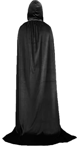 LOOPES Vampir Umhang Schwarz Lange Mittelalter Umhang Vampir Kostüm Cape Slytherinumhang mit 10 Halloween Tattoo Mund für Halloween Karneval Fasching Damen Herren Erwachsene Universalgröße 170cm