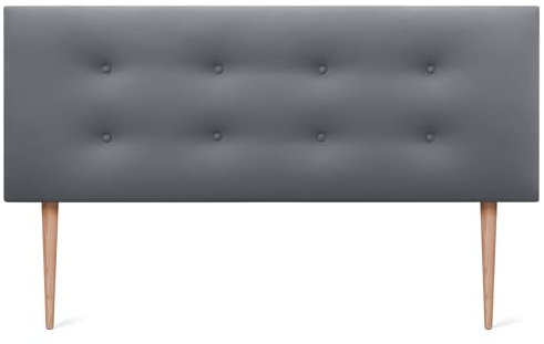 DHOME Tête de lit en Similicuir ou en Tissu AQUALINE Pro avec 2 rangées de Boutons et de Pieds Tête de lit de Luxe rembourrée (160x105cm avec Pieds (Lits 150/160), Similicuir Gris)