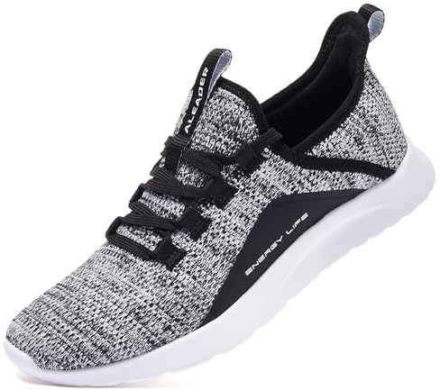 ALEADER Women's Energycloud Slip On Walking Running Shoes,Black Gray,Size 8