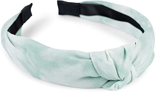 styleBREAKER Damen Haarreif Batik Farbverlauf Knoten, Mint-Weiß | 3 cm breit, flexibler Kern, drückt nicht hinter den Ohren, passend für 40-58 cm Kopfumfang, weicher Stoff-Überzug, Twist.