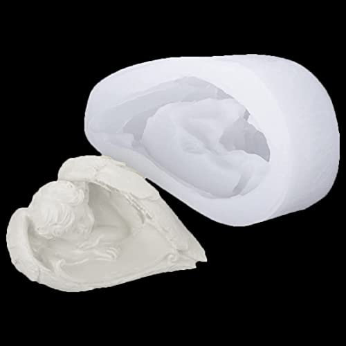Voyyphixa Schlafender Engel Silikonform Seifenform, Engelsflügel Epoxidharz Formen, 3D Engelchen Statue Kerzen Gießform für Fondantform Schokolade Kuchen Dekor
