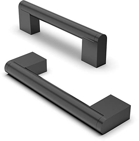 FURNIWARE 10 Stück Möbelgriffe, 96mm Bohrlochabstand Edelstahl Möbelgriffe Schrankgriffe Küche Kabinett Griff Verwendet für Türgriff der Badezimmertür Kleiderschrank(Matt Schwarz)