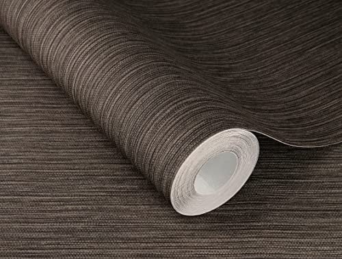Rasch Tapete 537758 - Schwarze Vliestapete mit feiner Linien-Struktur, Kollektion Curiosity - 10,05m x 0,53m