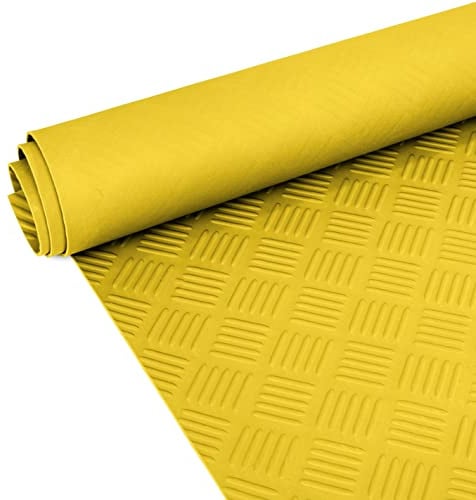 Gummimatte Riffelmatte Meterware 3mm Riffelblech Gummiläufer Riffelblechmatte als Werkstattboden, Bodenbelag, Werkbank Auflage, Gummi Matte für Anhänger, Garage Gelb 170 x 100cm