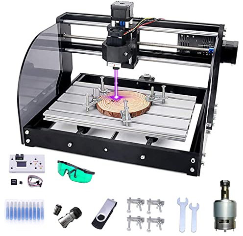 CNC Router Machine Kit, 3-Axis Plastic Acrylic PCB PVC Wood Carving Milling Engraving Machine with GRBL Offline Control, DIY Mini Engraver with Laser Module, Arts Crafts Design, 3018-PRO Max,10W