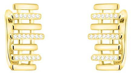 SOFIA MILANI - Damen Ohrringe 925 Silber - vergoldet/golden & mit Zirkonia Steinen - Gitter Ohrstecker - E1822