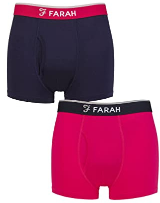 Farah Mens Plain and Stripe Bamboo Keyhole Trunks Pack of 2