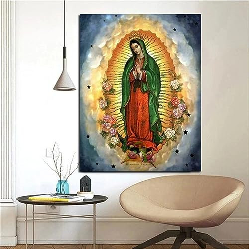 FanSee Diamond Painting,Diamant Painting Bilder, Jungfrau Maria Guadalupe 5D Diamant Painting Kit,DIY Kreuzstich Malerei Kits Voller Strass Stickerei Diamant Malerei Kunsthandwerk Wand Décor 25x35cm