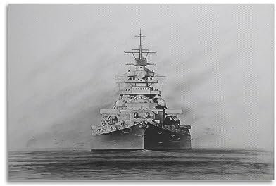 VZRSQZK Bismarck Schlachtschiff-Poster, dekoratives Gemälde, Leinwand, Wandposter und Kunstdruck, modernes Familienschlafzimmer-Dekor-Poster, 20 x 30 cm