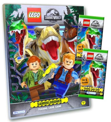 Lego Jurassic World 3 Karten - Sammelkarten Trading Cards (2023) - 1 Mappe + 2 Booster Sammelkarten