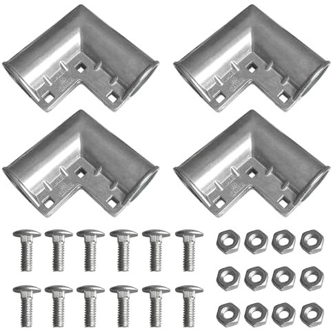 Aluminium-Kettenglied-Zaun-Ecke, 3,5 x 3,5 cm, Außendurchmesser, Torbogen mit 90-Grad-Winkel-Design (Silber, 4 Stück)