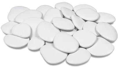 Tecnokit Tera Flache Steine für Vasen und Aquarien, Dekosteine aus Kunststoff, weiß, Größe 3-4 cm (groß, weiß)