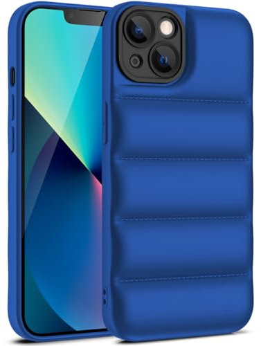 Luxuriöse Daunenjacken-Handyhülle für iPhone 15 14 13 12 11 Pro XS Max X XR 7 8 Plus, die Pufferhülle aus weichem Silikon, stoßfest, B, Marineblau, für iPhone 15 Pro