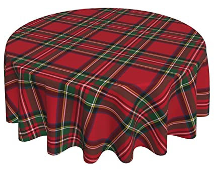 Nappe Ronde Carreaux Noël Rouge Vert Rétro Plaid Nappe Imperméable De Table Rectangle Couvre-Tables Réutilisable, pour Domicile, Cuisine, 152cm