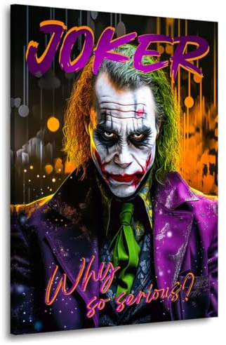 Kunstgestalten24 | Joker Why so serious Wandbild Kunst Modern Bild auf Leinwand | Leinwandbilder XXL Wohnzimmer | Leinwandbild | Bilder | Bild Leinwand XXL | 120x160x4cm