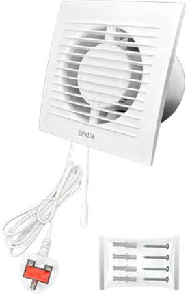 H&C VENT Extractor Fan │ Inline Exhaust Fan │For Kitchen Bathroom Shower Toilet Wall Ceiling Window Kit │ Silent Humidistat centrifugal fume fan (White I Pull Switch & Cable, Ø 125 mm)