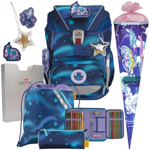 Generisch DerDieDas ErgoFLEX - Luna - Pferd - Schulranzen-Set 6tlg. mit Schuhbeutel und Schultüte (Mystik)