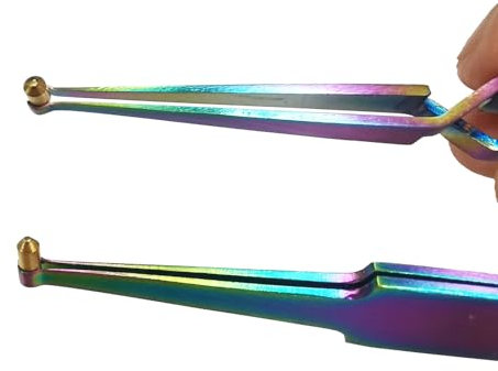 JUNLIXN Lock Pin Tumbler Tweezers with Pin Groove Color Stainless Steel Reverse Action Tweezers for Lock Picking Pinning & Rekeying Tool Lock Pinning Cross Locking Tweezers(2Pcs)