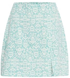 ICHI IHKATE Print Damen Rock Minirock Gemustert mit Seitenschlitz A-Linie, Größe:XXL, Farbe:Nile Blue Ikat AOP (203045)