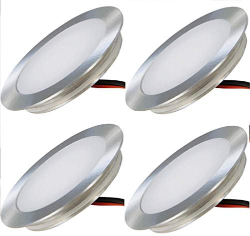 ETT Distribution GmbH 12V LED Bodenstrahler Ultra flach 4 x 0.5W Wandeinbauleuchten Tom 3000K Rund IP67 Einbauspots Trittfest Begehbar Lochausschnitt: 46mm