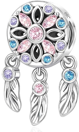 Famuan Jewelry Colorful Dreamcatcher Bead Charm 925 Sterling Silber Anhänger für Frauen Armbänder Muttertag Valentinstag Geburtstag Weihnachten Geschenke für Mädchen Familie Freunde