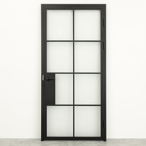 SEART Innentüren mit zarge Türdrücker Innentüren Glas Akron - Innentüren komplettset (Milchglas, rechts) 90x200 cm