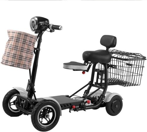 Elektro 4-Rad Rollator Elektrisches 4-Rad Elektromobil Seniorenmobil Tragfähigkeit 150Kg Leichter Reisemobilitätsroller Mit Ladegerät Und Korb Elektroroller Mit Sitz Behinderte gray,30km