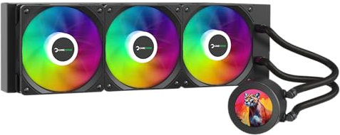 Gamepower Skadi LCD 360 AIO CPU Liquid Cooler, 2.1 Display for GIFS and Metrics, 360mm Radiator with 3X PWM HDB Fans, 14.5 W/mK Thermal Paste, Compatible with Intel LGA 1700, 1851, 115x, AMD AM4/AM5