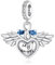 Rimgoris 925 Sterling Silber Anhänger Charm für Damen Armbänder Engelsflügel Saphir Herz Liebe 5A Zirkonia Valentinstag Geburtstag Geschenk Charms für Damen