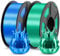TECBEARS PLA Silk Filament 1.75mm 2KG, Shiny Silk PLA 3D Drucker Filament, mit Seidenglattes Finish, Gute Farbwiedergabe, Maßgenauigkeit +/- 0.02, Silk PLA Blau+Grün