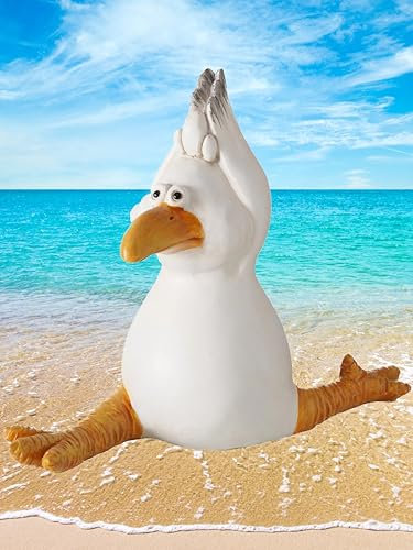 Pommerntraum ® | WohnDeko Maritime Dekofigur Sammlerfigur Yogafigur Möwe Seemöwe Vogel beim Yoga Pilates Sport XL (02)
