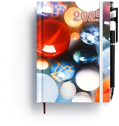Jahresplaner 2025, 12 Monate, mehrsprachig, Hardcover, A6, Taschenformat mit Touchscreen-Stift, Geschenkidee für Weihnachten und Alltag (2025-13, A6)