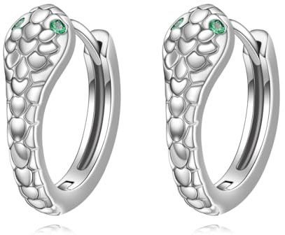 VONALA Snake Hoop Earrings für Frauen 925 Sterling Silber Weißgold Snake Earrings Kleine Huggie Earrings Snake Schmuck
