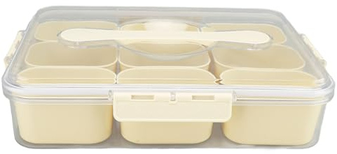 Qcwwy Bandeja de Servicio Dividida Transparente con Tapa y Manejo de 9 Compartimentos de Plástico, para el Picnic Entretenido de la Fiesta