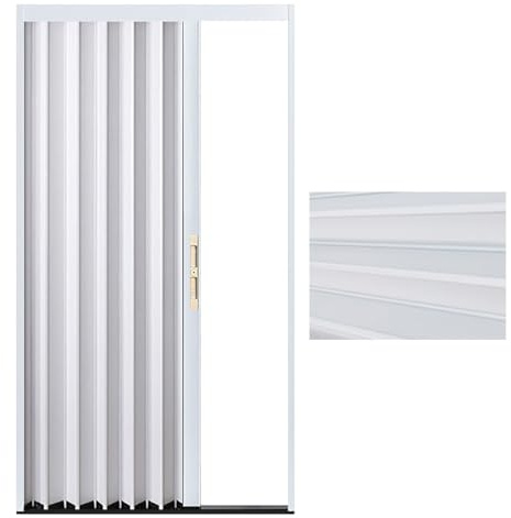 Porte Accordéon Interieur Panneau Gris Porte Accordéon avec Ruban Adhésif D'installation, Porte Intérieure Coulissante Pliante en Aluminium, Porte-fenêtre Accordéon Pliable pour Garde-manger(Style B,2