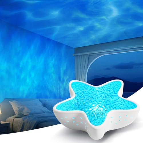 Proyector LED de cielo estrellado con efecto aurora – Lámpara aurora para niños y adultos, ondas de agua, luz nocturna con intensidad regulable, proyector de estrellas de mar, luz de estado de ánimo