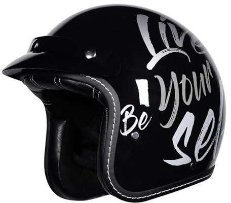 Retro Oldtimer Halbhelm Jethelm Motorrad-Helm Brain-Cap DOTECE-Zulassung Halbschalenhelm Jet-Helm Roller-Helmet Scooter-Helm Retro Motorrad Half Helm 14,XL:61-62CM