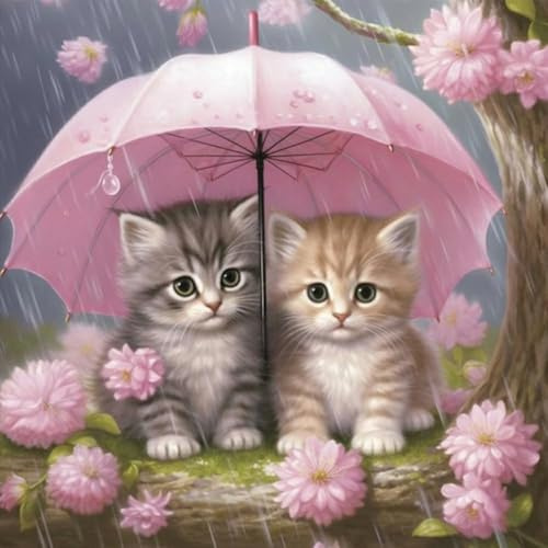 Frizlryem 5D Diamond Painting Cat, DIY Diamond Painting Set for Adults and Beginners, Diamond Painting Pictures Animals, Full Drill Mosaic Craft Set for Home Decoration, Wall Decoration, 30 x 30 cm