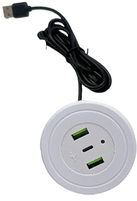 Adattatore di ricarica USB da tavolo incorporato Cavo di prolunga per tavolo mobile Divano nascosto Cavo di ricarica rapida Presa di tipo C Caricatore da tavolo