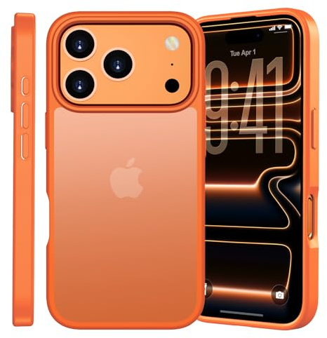 Kukiwhy für iPhone 17 Pro Max Hülle, Orange | Stoßfest Militärstandard Schutzhülle Anti-Kratzen, Durchscheinende Rückseite Handyhülle, Anti-Fingerabdruck