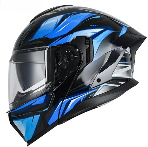 Motorradhelm Klapphelm ECE 22.06 Genehmigung Motorradhelm Mit Doppelvisier Für Cruise Roller Und Mopeds Integralhelm Für Damen Herren Erwachsene C,XXL=(63-64CM)
