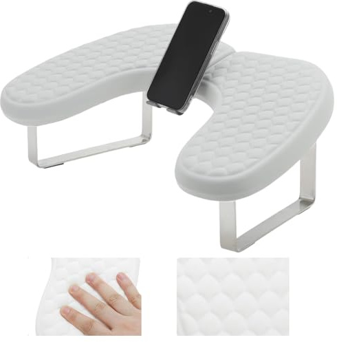 TQPGJJL Compact Nail Arm Rest with Phone Holder - Space-Saving U-Shaped Manicure Cushion for Small Salons & Mobile Techs, PU Leather (45x31x18cm/17.72x12.20x7.09inch)(Gray)