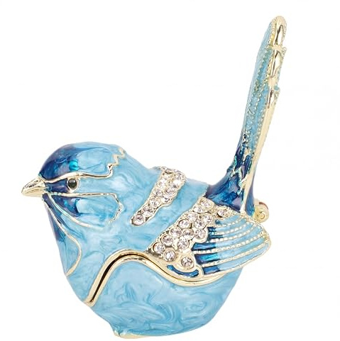 TIKATARER Schmuckkästchen in Vogelform, handbemalte Emaille-Schmuckaufbewahrungsbox mit Kristallen, dekorative vogelförmige Schachtel für Ringe und Ohrringe, Geschenk für Mutter und Frau