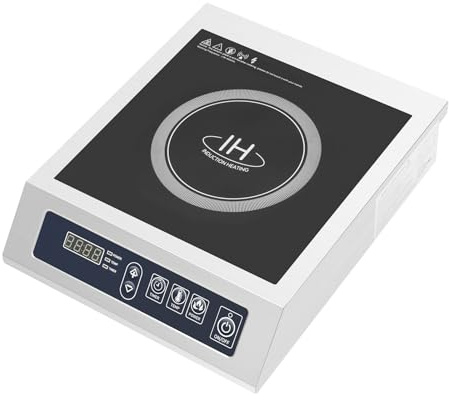 Induktionskochplatte 3500W, Profi Edelstahl Glaskeramik Induktionskochfeld Mobile Einzelkochplatte mit 24Std Timer & 10 Stufen für Gastronomie, Camping