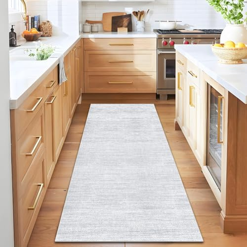 Qemgrste Vintage Waschbarer LäUfer Flur 120 x 300 cm, Teppichläufer Flur Küchenläufer Korridor Teppich Läufer Flurläufer, Teppichläufer Flurteppich Lang Kurzflor Teppich Flur Läufer Abstrakter Grau