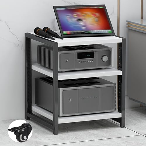 Meuble Audio HiFi à roulettes o-Video, Meuble pour Consoles de Jeux, Meuble DVD à 3/4/5/6 Niveaux, étagères réglables, Meuble d'angle adapté aux Salons (Blanc, 50x40x40cm)