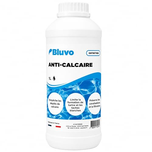 Bluvo Anti Calcaire Piscine et Spa – Traitement Préventif Contre Le Tartre et Les Dépôts | Anticalcaire pour Eau Dure | Bidon 1L | Fabriqué en France