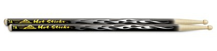 Hotsticks Artisticks Wood Tip 7A Drumsticks - Black Flame