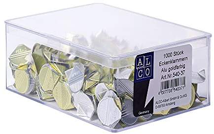 ALCO-Albert 540-37 - Eckenklammern aus Aluminium, 1000 Stück, gold lackiert